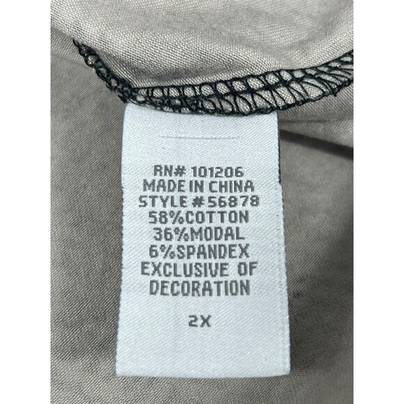 Soft Surroundings 2X Herringbone Print Long Sleeve Top Velvet Embroidered Collar - Picture 7 of 13